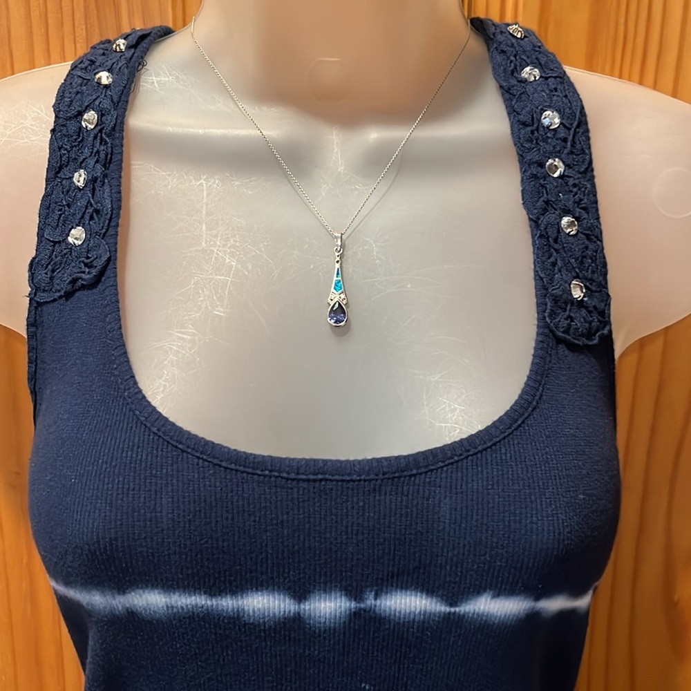 Venus Lace & Rhinestone Racerback Tank Top - Picture 5 of 13